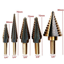 Load image into Gallery viewer, HSS 4241 Cobalt Multiple Hole 50 Sizes Step Drill Bit Set Tools Aluminum Case Metal Drilling Tool for Metal Wood Step Cone Drill
