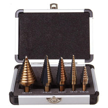 Load image into Gallery viewer, HSS 4241 Cobalt Multiple Hole 50 Sizes Step Drill Bit Set Tools Aluminum Case Metal Drilling Tool for Metal Wood Step Cone Drill
