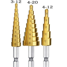 Load image into Gallery viewer, HSS 4241 Cobalt Multiple Hole 50 Sizes Step Drill Bit Set Tools Aluminum Case Metal Drilling Tool for Metal Wood Step Cone Drill
