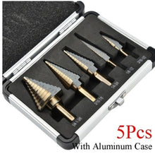 Load image into Gallery viewer, HSS 4241 Cobalt Multiple Hole 50 Sizes Step Drill Bit Set Tools Aluminum Case Metal Drilling Tool for Metal Wood Step Cone Drill
