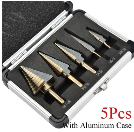 HSS 4241 Cobalt Multiple Hole 50 Sizes Step Drill Bit Set Tools Aluminum Case Metal Drilling Tool for Metal Wood Step Cone Drill