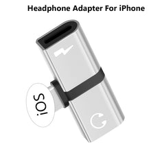 Load image into Gallery viewer, 2 In1 Audio Headphone Charging Dual Adapter Splitter For iPhone 11 X 7 8 For Lighting to 3.5mm Jack Earphone AUX Cable Connector

